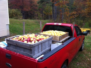 truck and apples